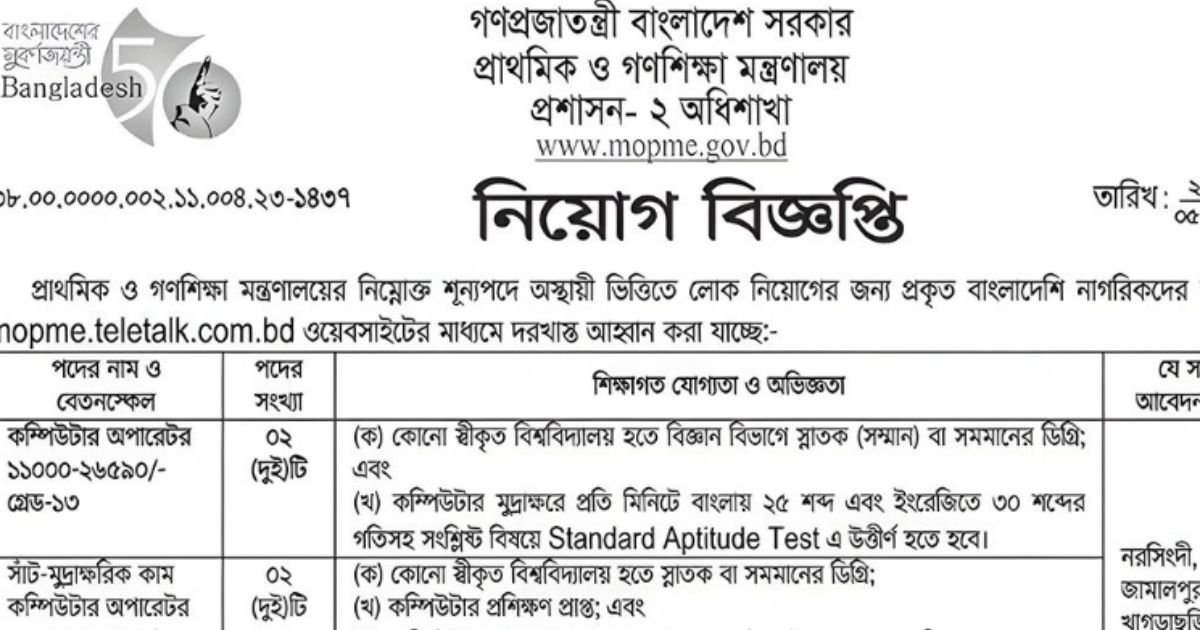 DPE job circular